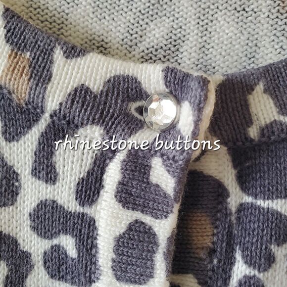 Old Navy Girls Size XS (5) Leopard Cardigan Rhinestone Buttons - Picture 6 of 8